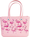 Flamingo Printed Large Waterproof Tote Bag In Pink