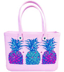 Pineapple Printed Large Waterproof Tote Bag In Pink