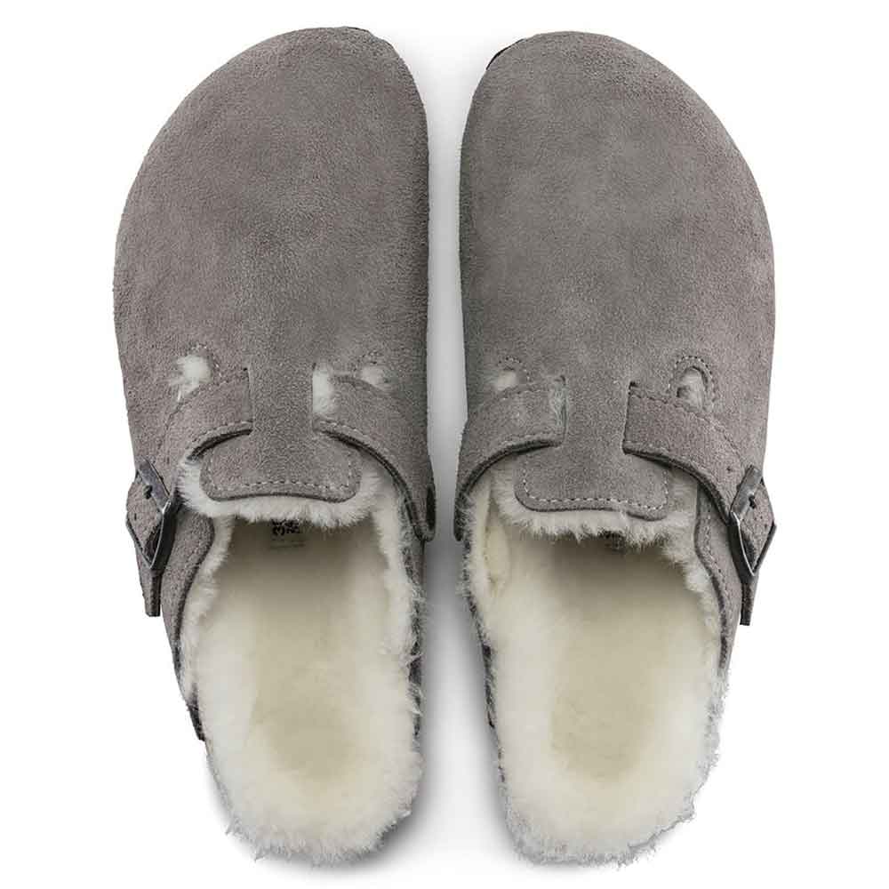 women's birkenstock boston clogs suede shearling