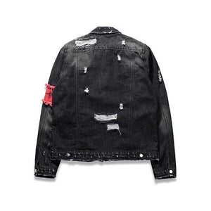 destroyed armband denim jacket