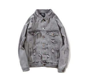 destroyed armband denim jacket