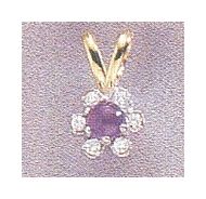 14k Amethyst and Diamond Flower Pendant