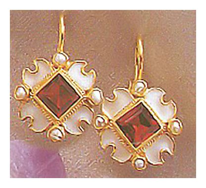 14k Renaissance Garnet and Pearl Earrings