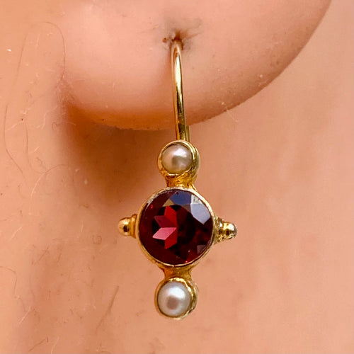 Europa Garnet and Pearl Earrings