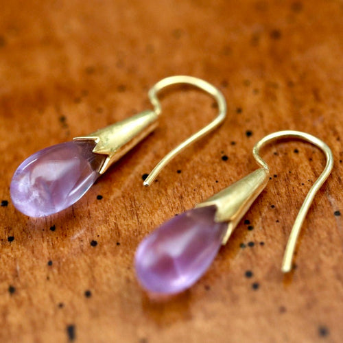 Amethyst Cornflower Bud Egyptian Earrings