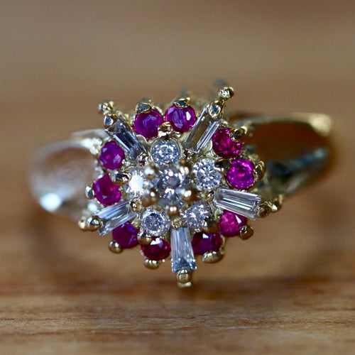 Celestial Light 14k Gold, Ruby and Diamond Ring