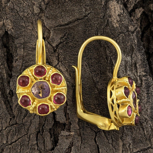 Cupid's Cluster Amethyst and Garnet Earrings