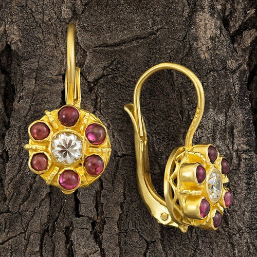 Cupid's Cluster Cubic Zirconia and Garnet Earrings