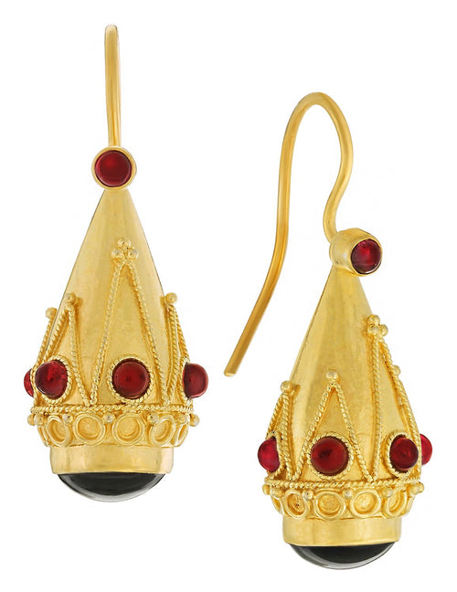 Crown Of Pompeii Onyx and Garnet Earrings