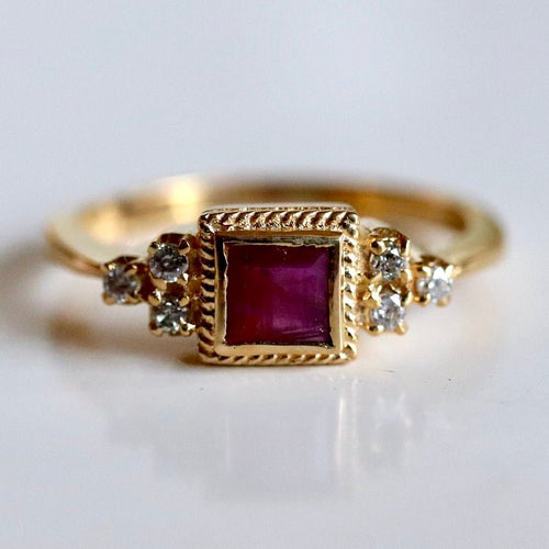 Dorothy 14k Gold, Ruby and Diamond Ring