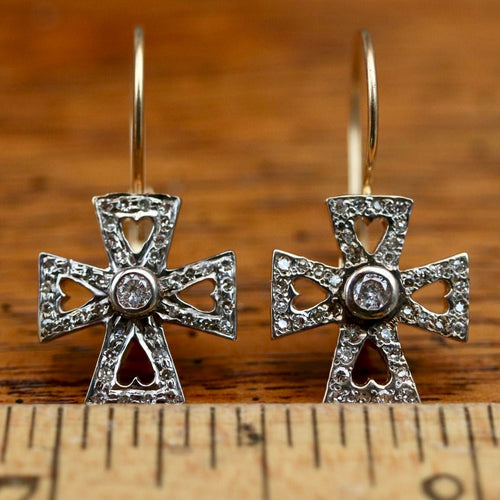 Eleanor of Aquitaine 14k Gold and Diamond Earrings