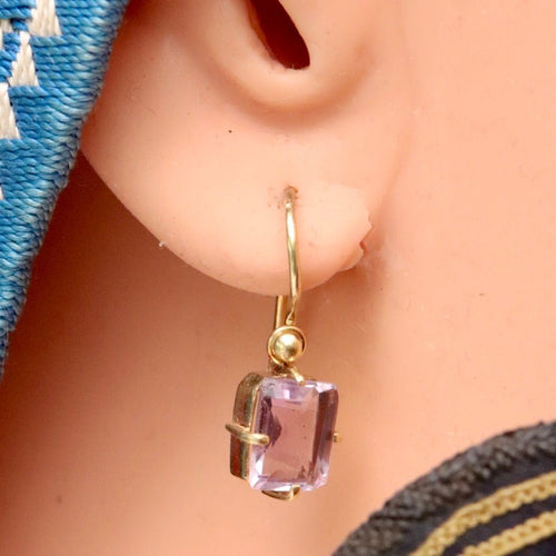 Emerald Cut Amethyst Earrings