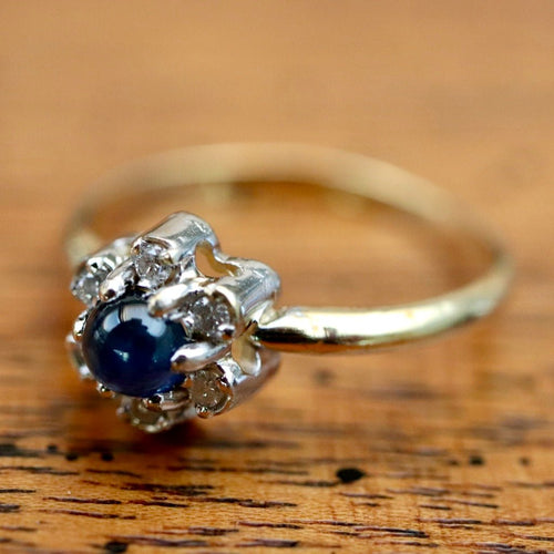 Flower 14k Gold, Sapphire and Diamond Ring