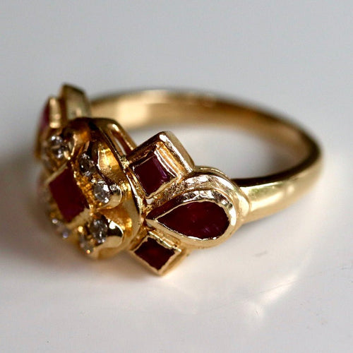 Grand Central 14k Gold, Ruby and Diamond Ring