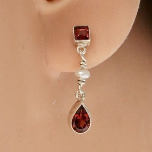 Gwendolyn Goodheart Silver Garnet Earrings