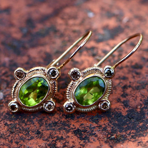 Harmony 14k Gold, Diamond and Peridot Earrings