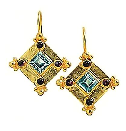 Highcastle Blue Topaz and Garnet Earrings