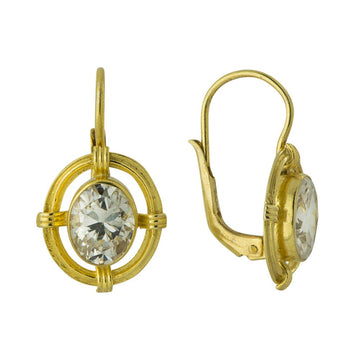 14 K Rhodium-Plated Yellow Gold Earrings with Cubic Zirconia - Ref No  AP535-3827 / Apart