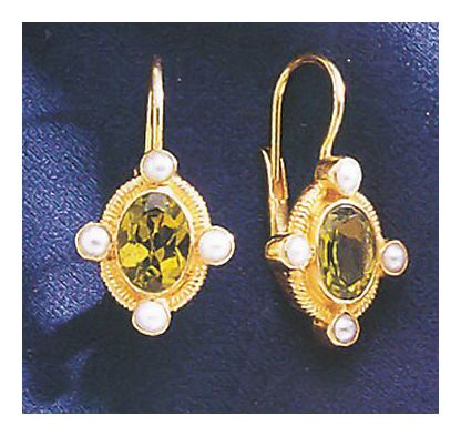 Miranda Peridot and Pearl Earrings