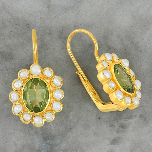 Miss Merryweather Peridot and Pearl Earrings