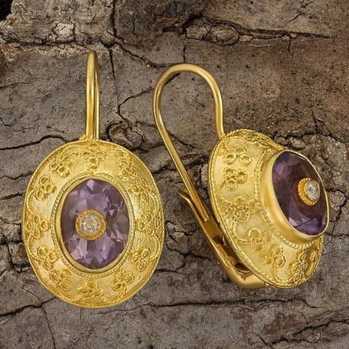 Mogul Amethyst and Zirconia Earrings