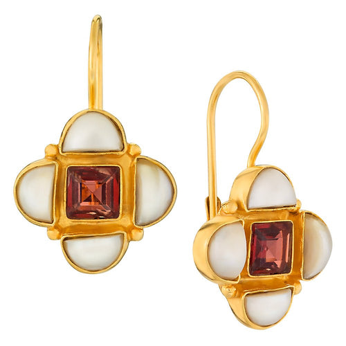 Mona Lisa Pearl and Garnet Earrings