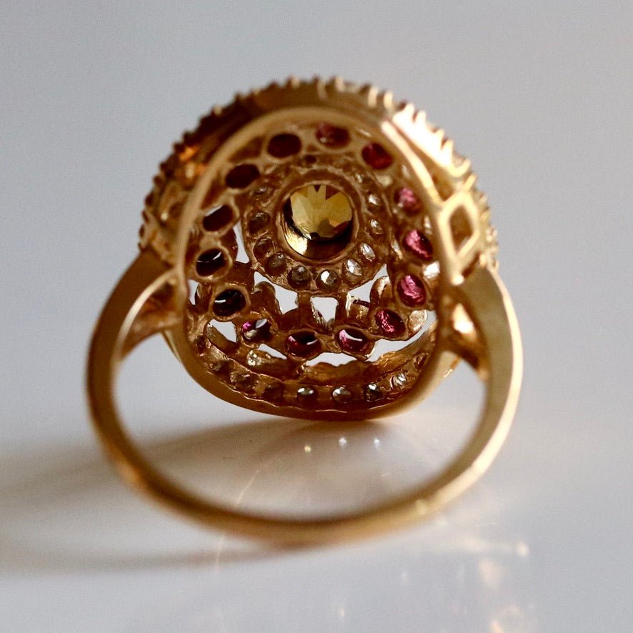 Morgan Le Fay 14k Gold, Citrine, Garnet and Diamond Ring : Museum of ...
