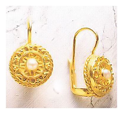 Pearl Disc Medallion Earrings