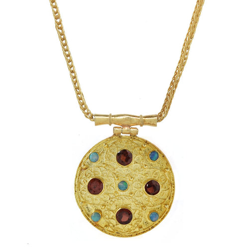 Buy Australian Matrix Opal and Rhodolite Garnet Pendant in 14k Gold Online  in India - Etsy