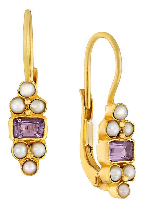 Royal Pavilion Amethyst and Pearl Earrings