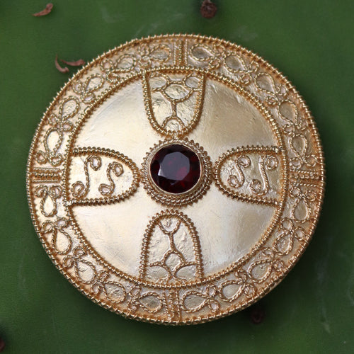 Saxon Shield Garnet Brooch