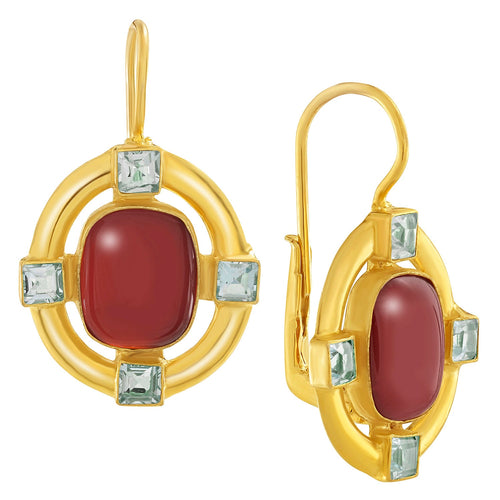 Surrey Carnelian and Blue Topaz Earrings