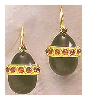 The Cherry Orchard Onyx and Garnet Screw Back Earrings