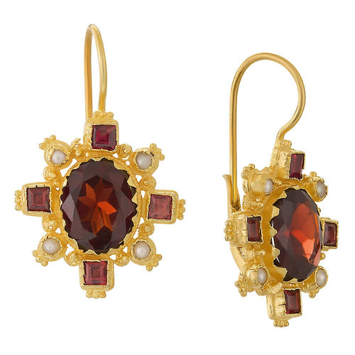 Trafalgar Garnet and Pearl Earrings