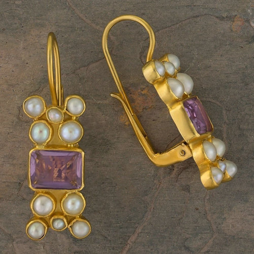 Troy Amethyst and Pearl Earrings