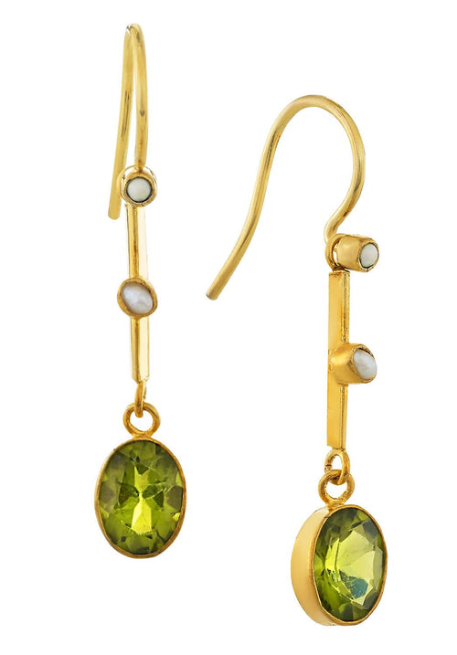 Victoriana Peridot and Pearl Earrings