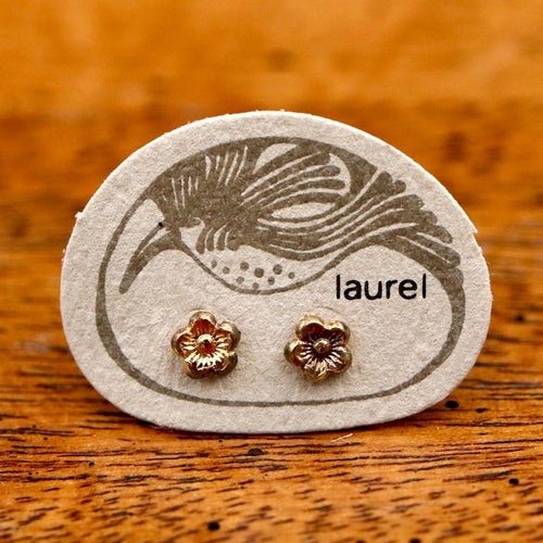 Vintage Laurel Burch Flower Gold-Plate Studs