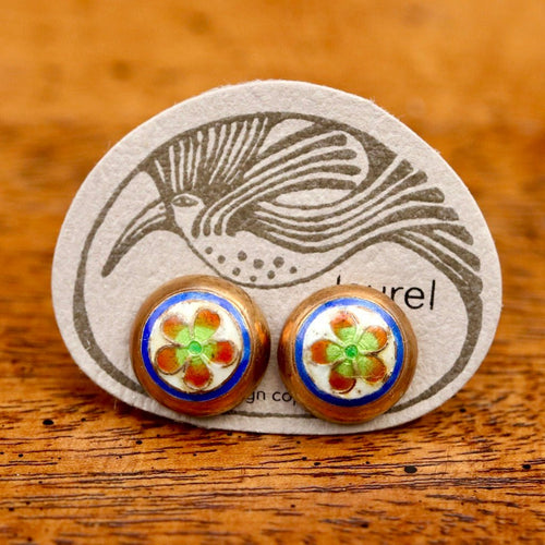 Vintage Laurel Burch Golden Flower Gold-Vermeil Studs