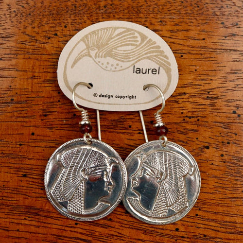 Vintage Laurel Burch Isis Rounds Silver-Plate Earrings