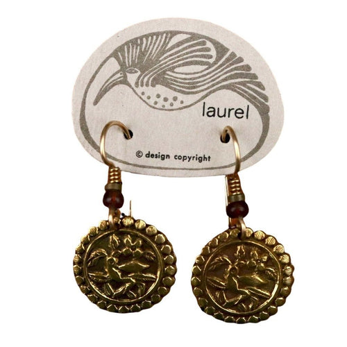 Vintage Laurel Burch Parrot Gold-Plate Earrings