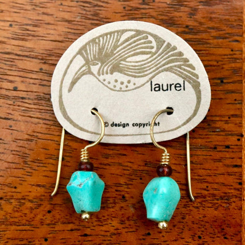 Vintage Laurel Burch Turquoise Gold-Plate Dangles