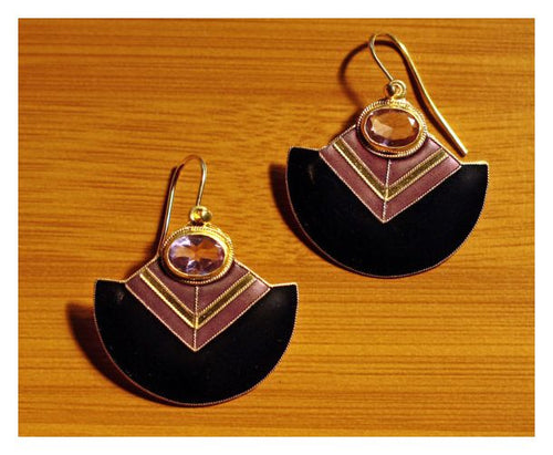 Vintage Shashi Amethyst Deco Gold-Vermeil Earrings