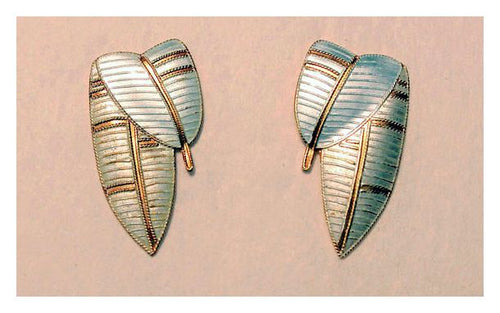 Vintage Shashi Deco Banana Leaf Gold-Vermeil Earrings