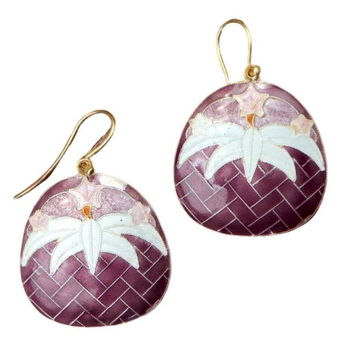 Vintage Shashi Lily Purple and Eggshell Earrings