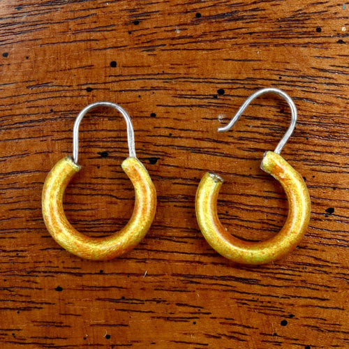 Vintage Shashi Mustard Silver Hoops