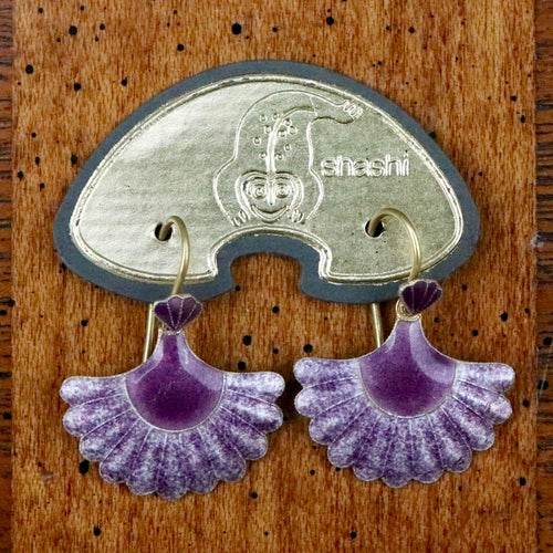 Vintage Shashi Purple Scallop Earrings