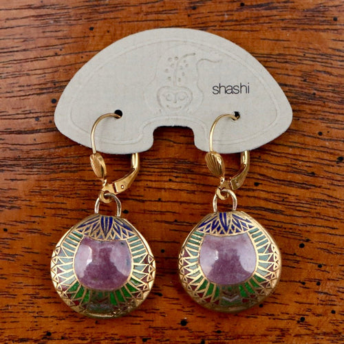 Vintage Shashi Purple Scarab Earrings