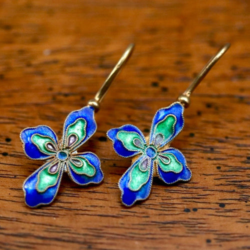 Vintage Shashi Salvia Flower Earrings