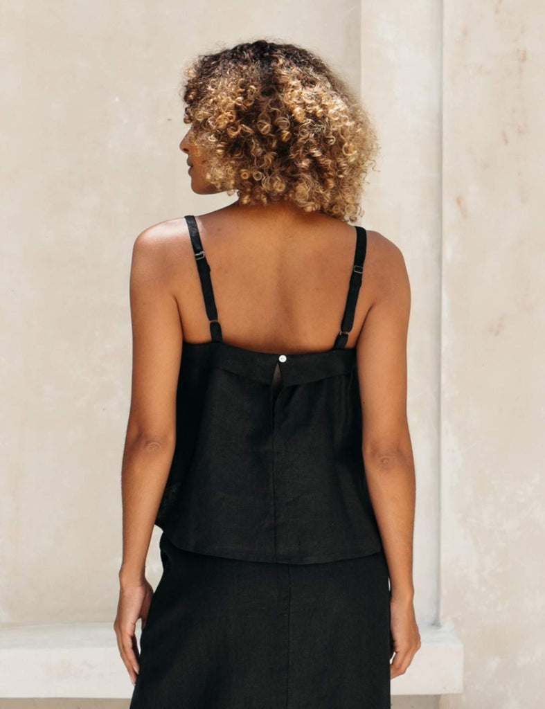 SAINT TROPEZ DRESS | BLACK LINEN – FreeTheLabel