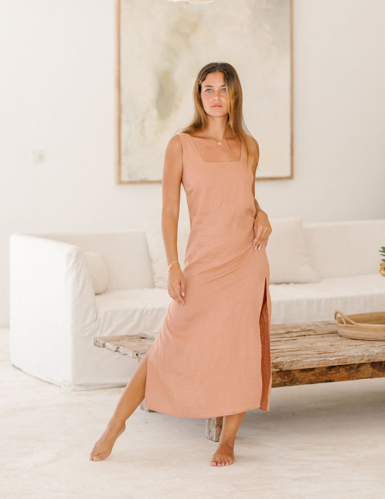 ELBA DRESS IN NAVY RAISED STRIPE COTTON — Shop Boswell